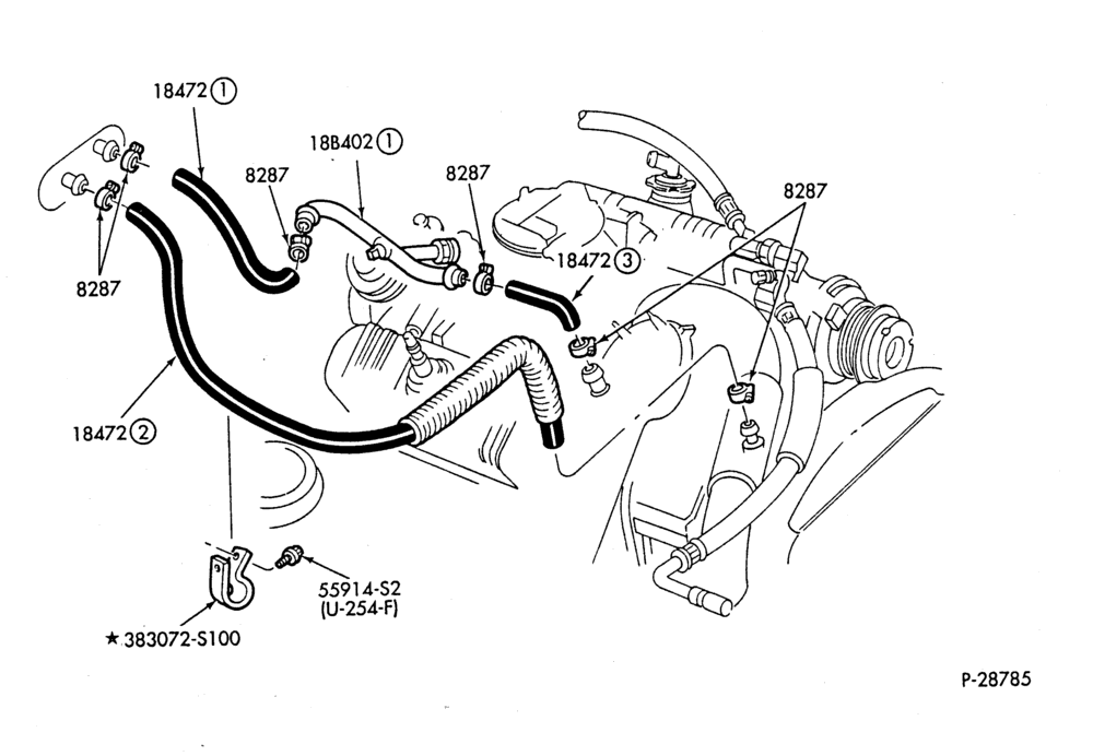Схема HEATER HOSES & TUBES-6 cyl. - 3.8L - w/A/C-G,MF