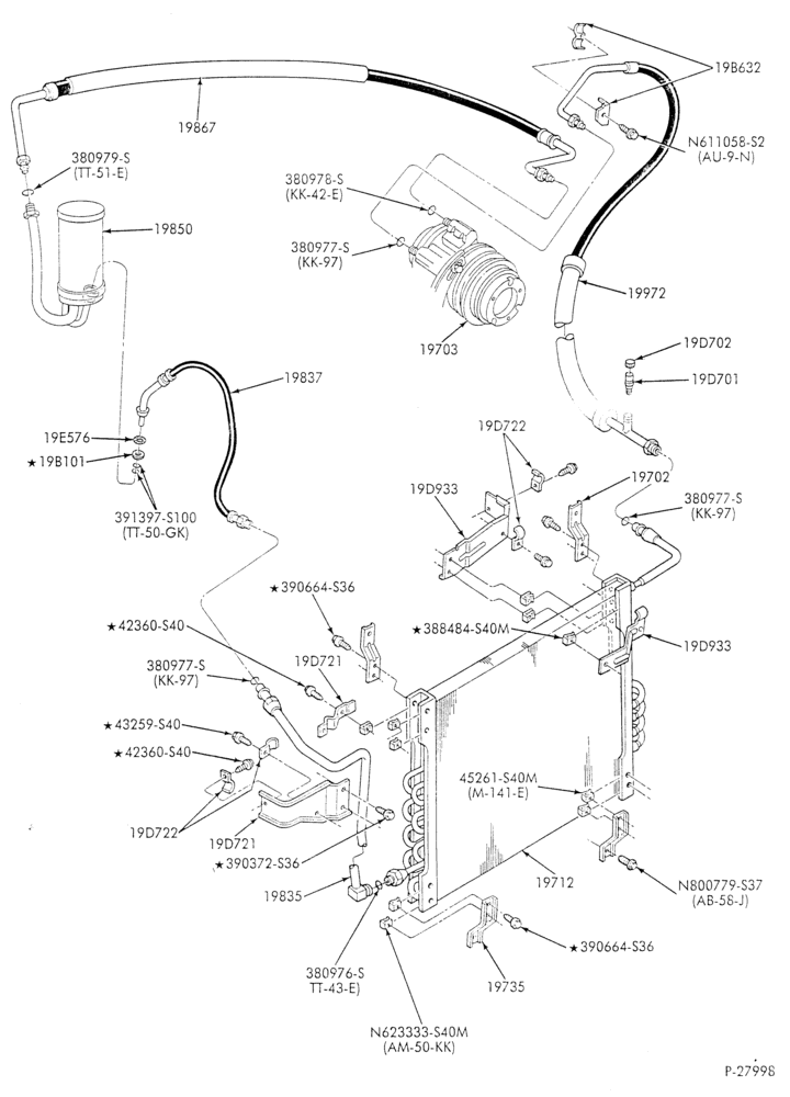 Схема AC HOSES & TUBES-8 cyl. - 5.0L - in-plant charged-F & U