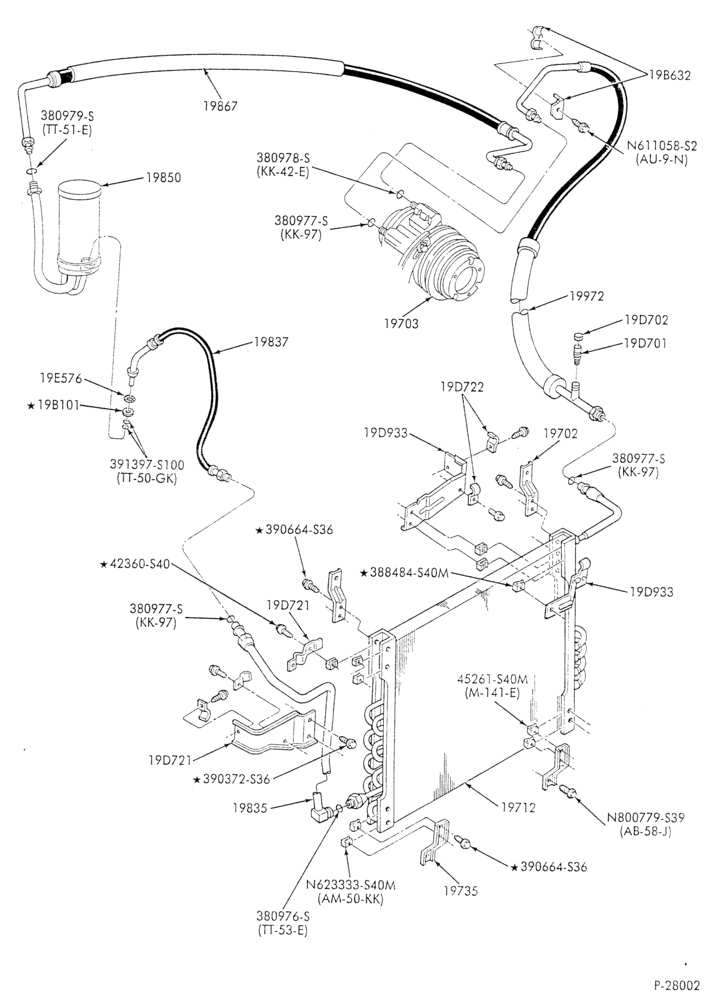 Схема AC HOSES & TUBES-8 cyl. - 6.9L - in-plant charged-F & U