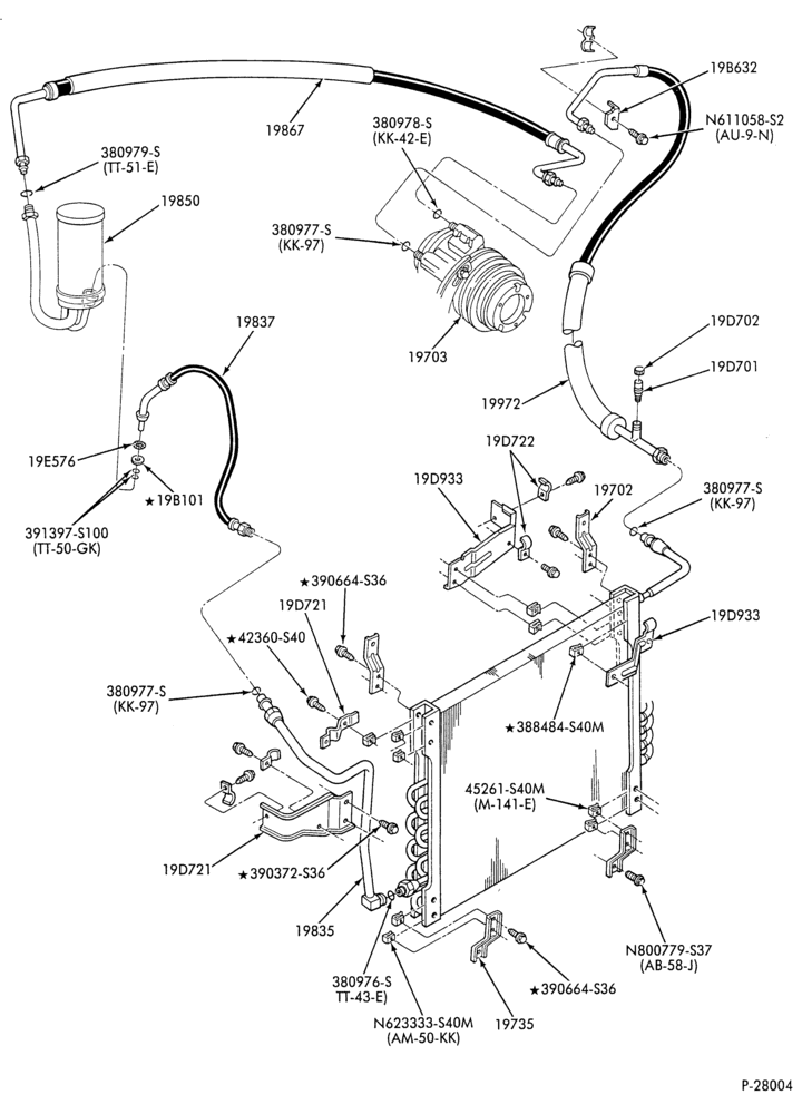 Схема AC HOSES & TUBES-8 cyl. - 7.5L - in-plant charged-F & U