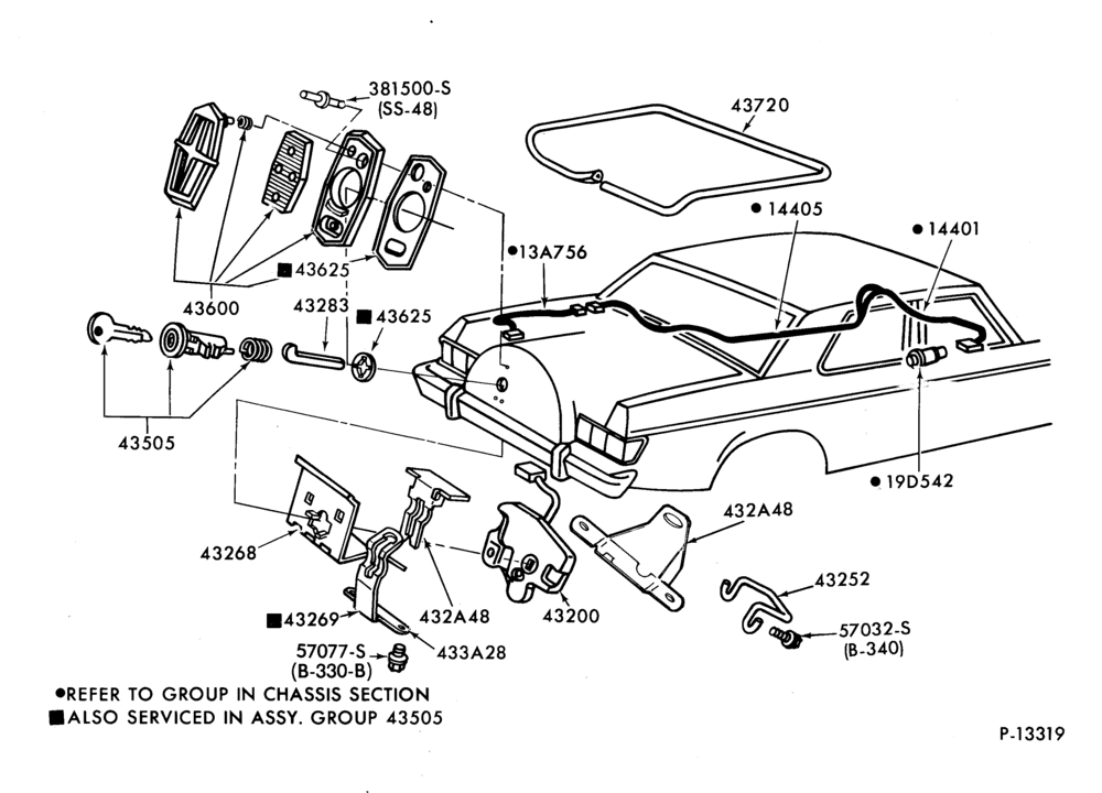 Схема LIFT/TAILGATE, LUGGAGE & BACK WINDOW-Latch parts - luggage compartment (electric)