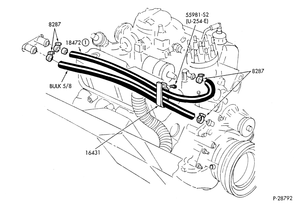 Схема HEATER HOSES & TUBES-8 cyl. - 4.2L & 5.0L - w/o A/C-G,MG,MV
