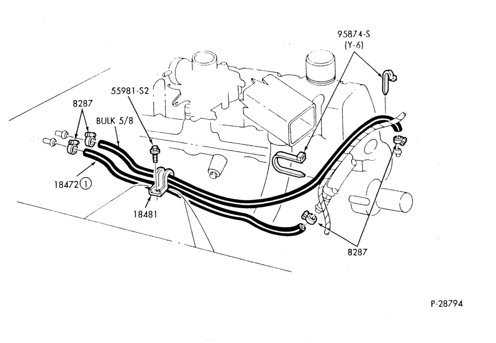 Схема HEATER HOSES & TUBES-6 cyl. - 4.1L - w/o A/C-G,MG,MV