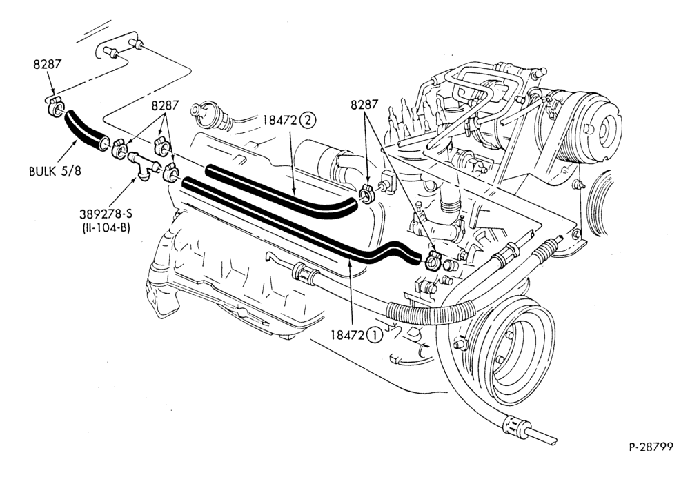 Схема HEATER HOSES & TUBES-8 cyl. - 5.0L-K