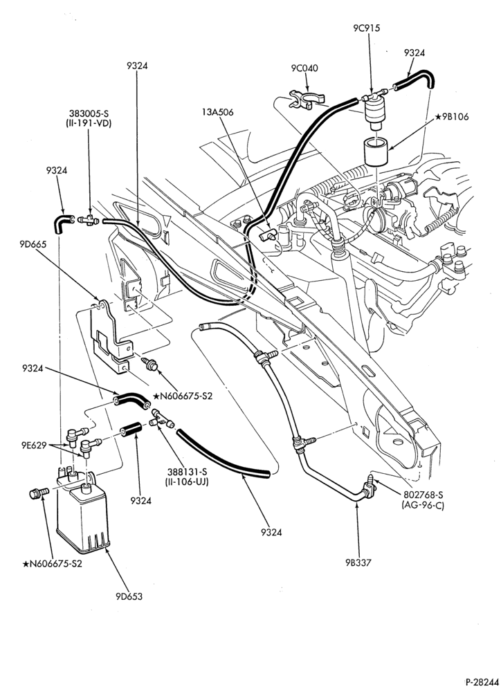 Схема 6 CYL. 3.8L-Fuel vapor canister and related parts