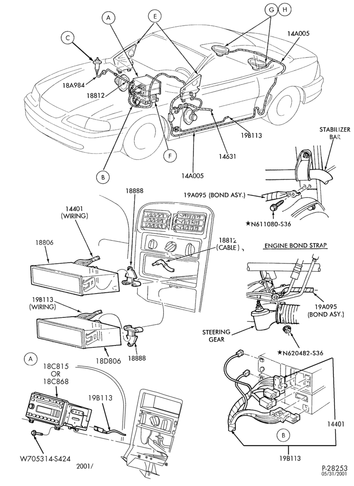 Схема Аудиосистема, ANTENNAS AND SPEAKERS-AM/FM, cassette player, compact disc player, antenna, amplifier, speakers & wiring - B/T 63 - Page A