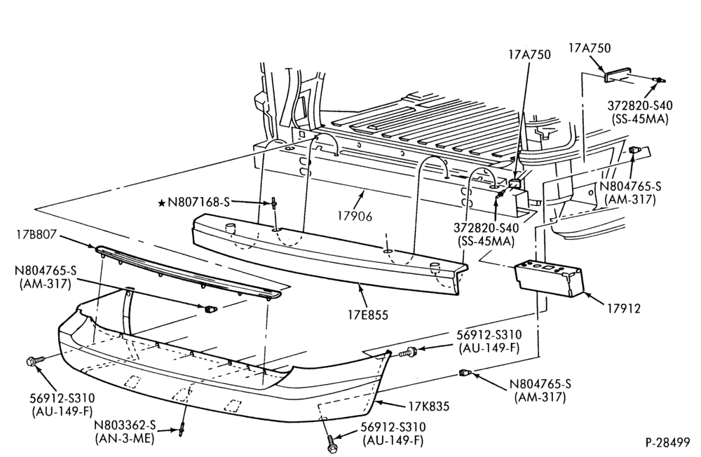 Схема BUMPERS-Rear bumper parts-TW