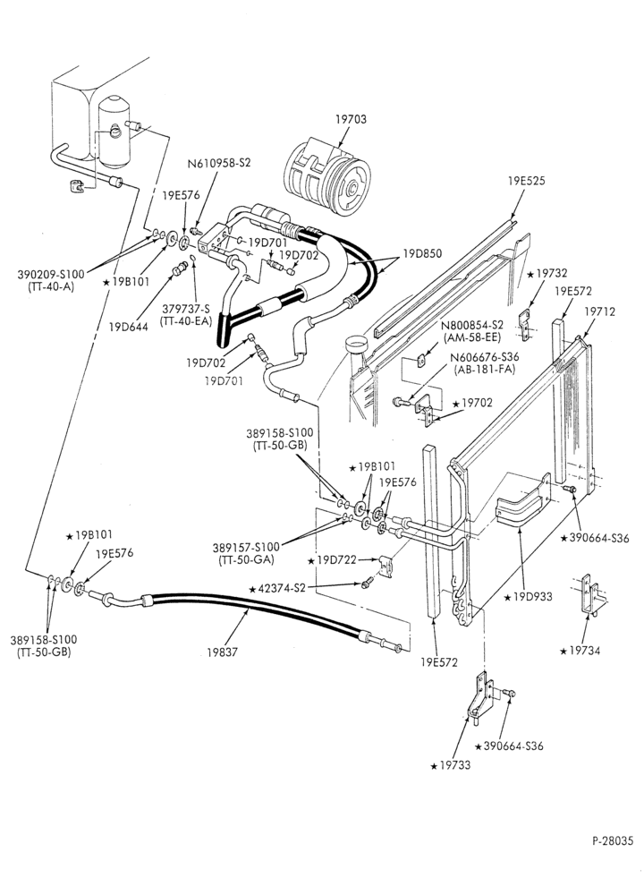 Схема AC HOSES & TUBES-6 cyl. - 3.0L - w/o aux. A/C-A