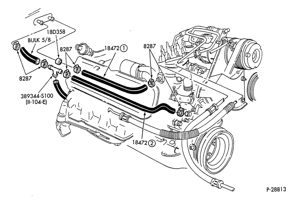 Схема HEATER HOSES & TUBES-8 cyl. - 5.0L - exc. Police-G,MG