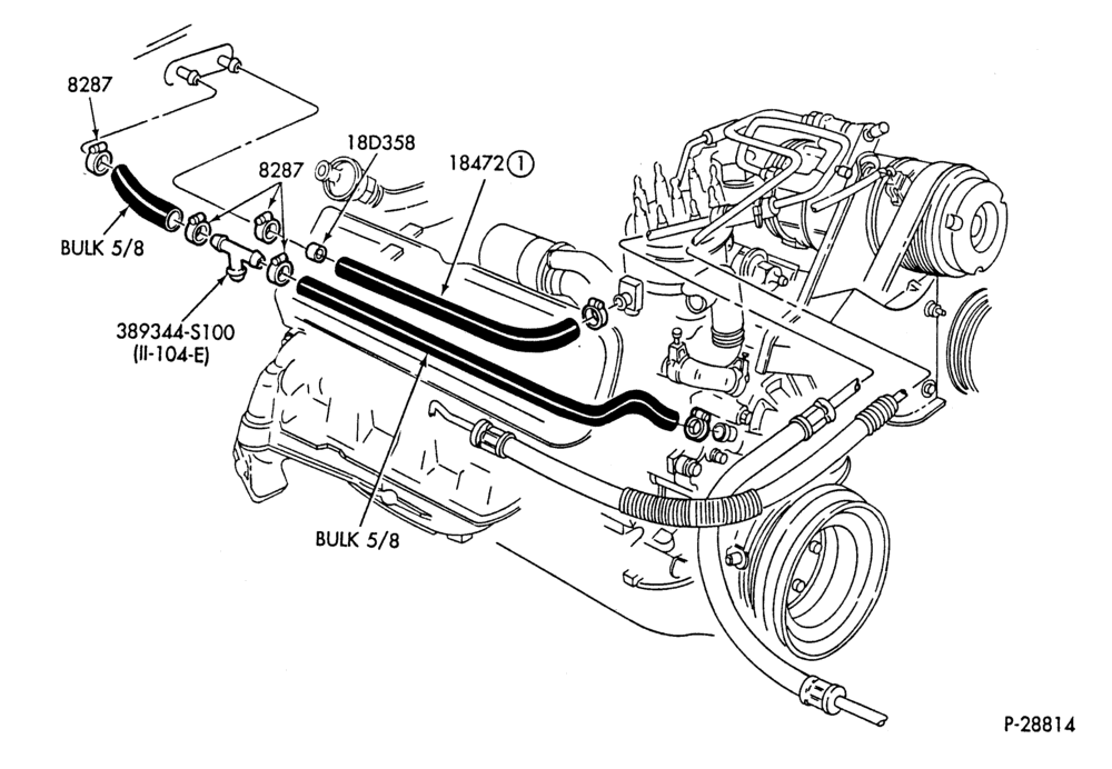 Схема HEATER HOSES & TUBES-8 cyl. - 5.0L - exc. Police-G,MG