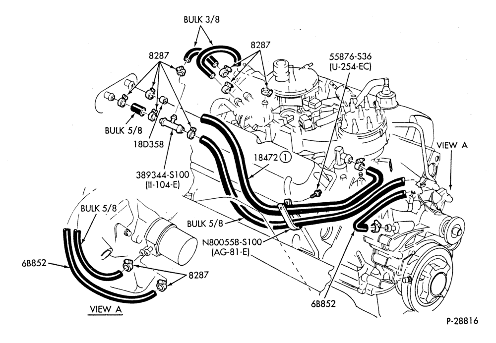 Схема HEATER HOSES & TUBES-8 cyl. - 5.0L - Police-G,MG