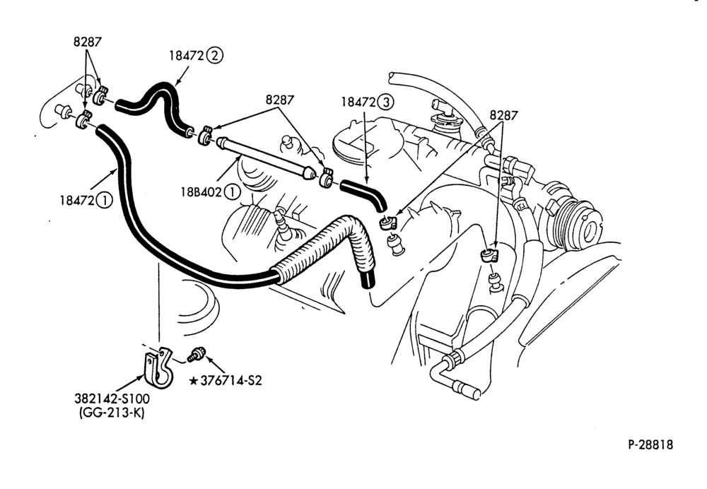 Схема HEATER HOSES & TUBES-6 cyl. - 3.8L - w/A/C - w/o ATC-G,MG