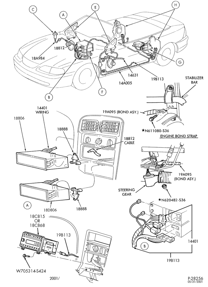 Схема Аудиосистема, ANTENNAS AND SPEAKERS-AM/FM, cassette player, compact disc player, antenna, amplifier, speakers & wiring - B/T 76 - Page A