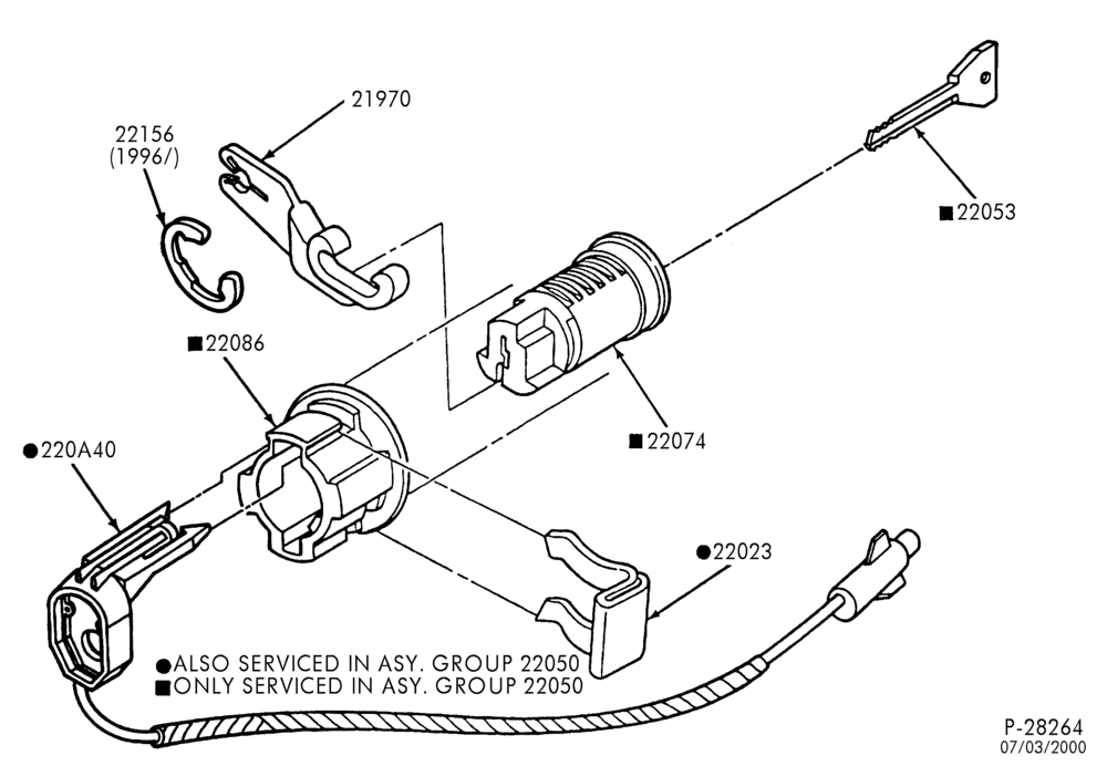 Схема BODY SIDES AND QUARTER-Anti-theft & illuminated entry - cylinder assembly-E150/450