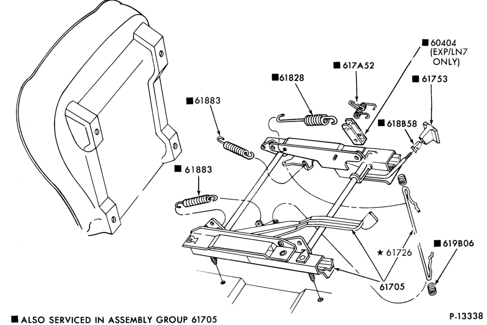 Схема SEATS AND SEAT BELTS-Front seat parts - lower half - 4 way manual