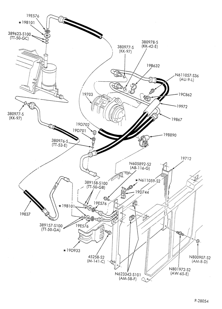 Схема AC HOSES & TUBES-6 cyl. - 2.8L-R & B