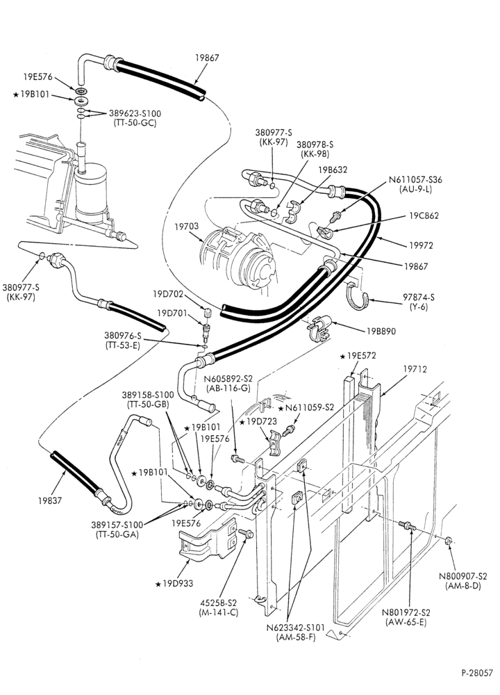 Схема AC HOSES & TUBES-6 cyl. - 2.8L-R & B