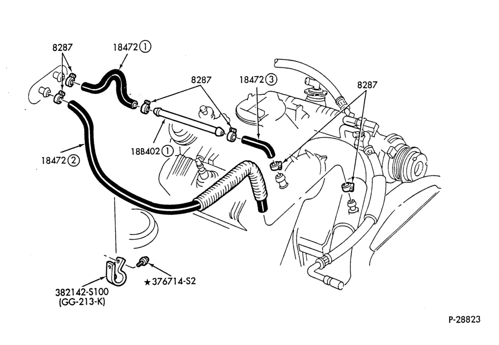 Схема HEATER HOSES & TUBES-6 cyl. - 3.8L - w/A/C - w/o ATC-G,MG