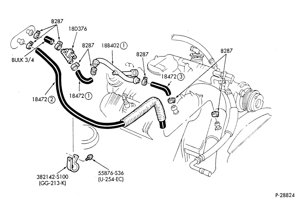 Схема HEATER HOSES & TUBES-6 cyl. - 3.8L - w/A/C - w/ATC-G,MG