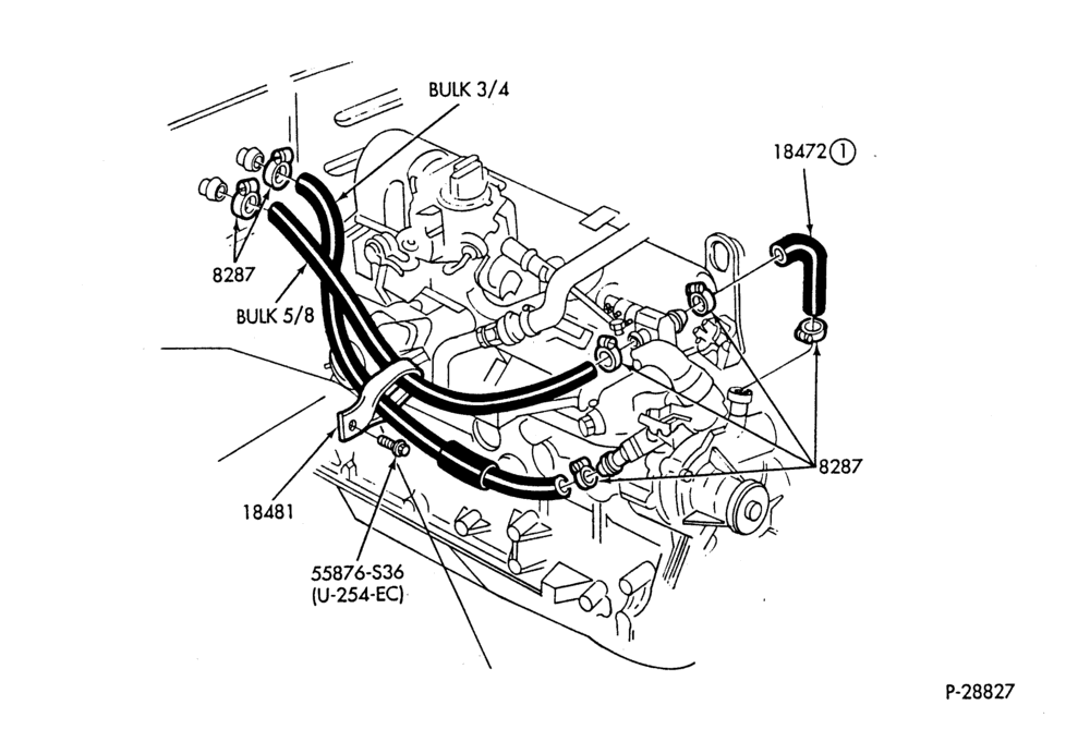 Схема HEATER HOSES & TUBES-6 cyl. - 3.3L - w/o A/C-G,MG