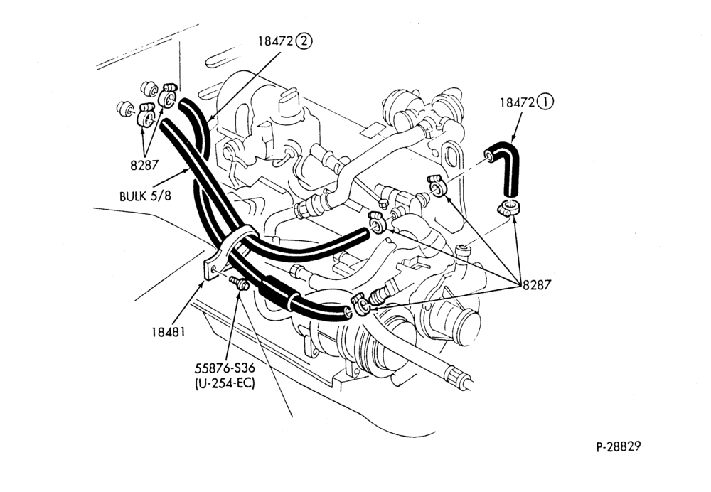Схема HEATER HOSES & TUBES-6 cyl. - 3.3L - w/A/C - w/o ATC-G,MG