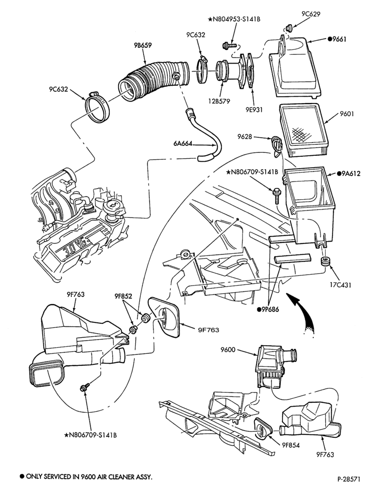 Схема 6 CYL. 3.0L - EXC. SHO-Air cleaner - exc. flexible fuel