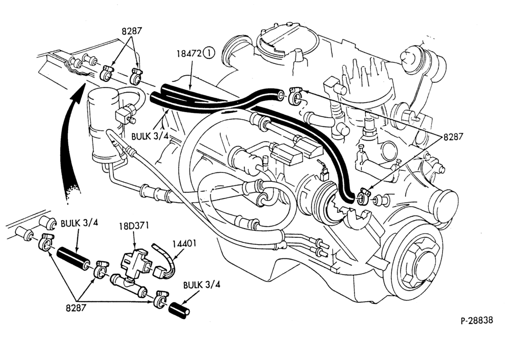 Схема HEATER HOSES & TUBES-8 cyl. - 5.8L - w/ATC-A,MA