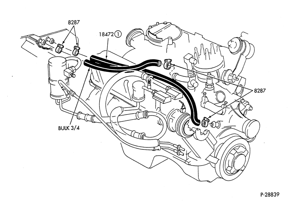Схема HEATER HOSES & TUBES-8 cyl. - 5.8L - w/o ATC-A,MA
