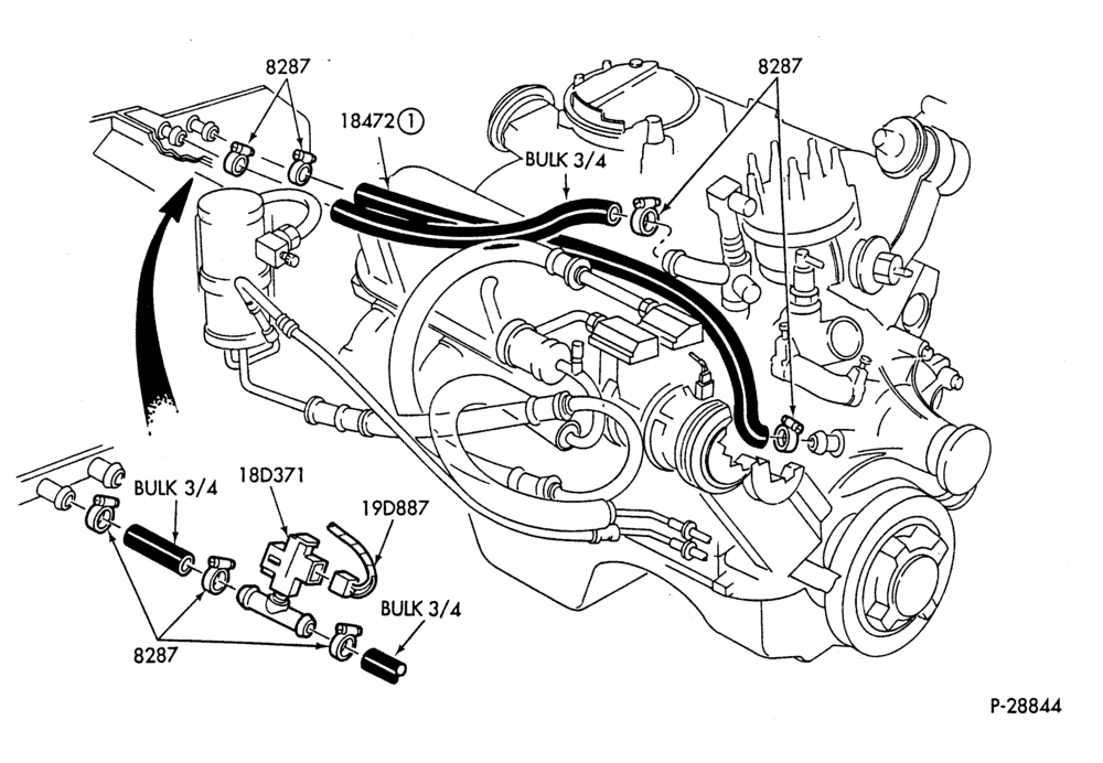 Схема HEATER HOSES & TUBES-8 cyl. - 5.0L - Canada-DT