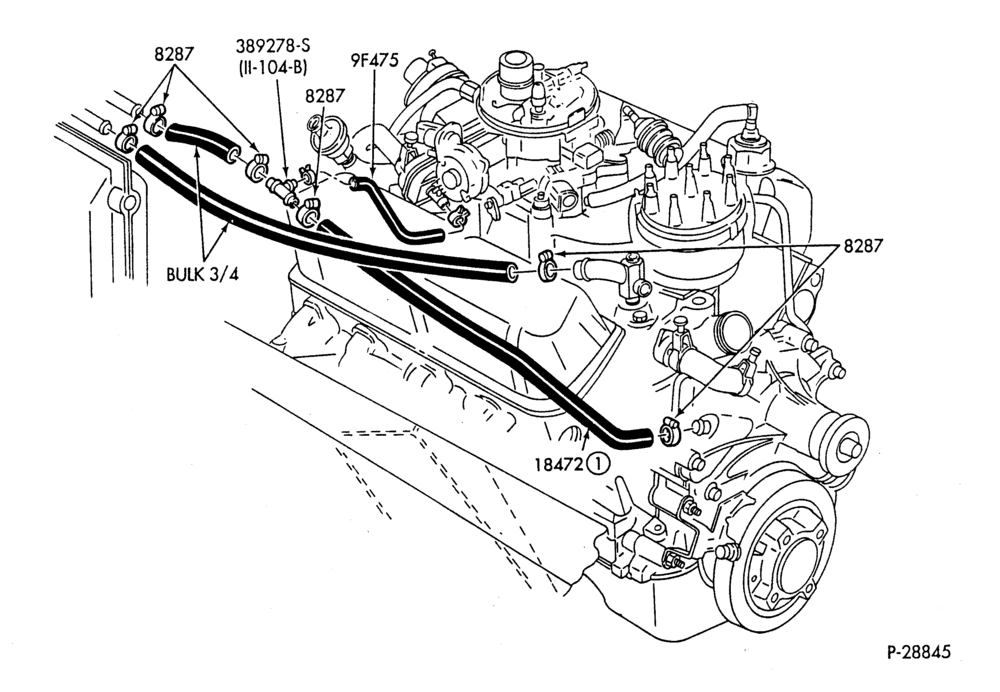 Схема HEATER HOSES & TUBES-8 cyl. - 4.2L & 5.0L & 5.8L - w/EEC-A,MA