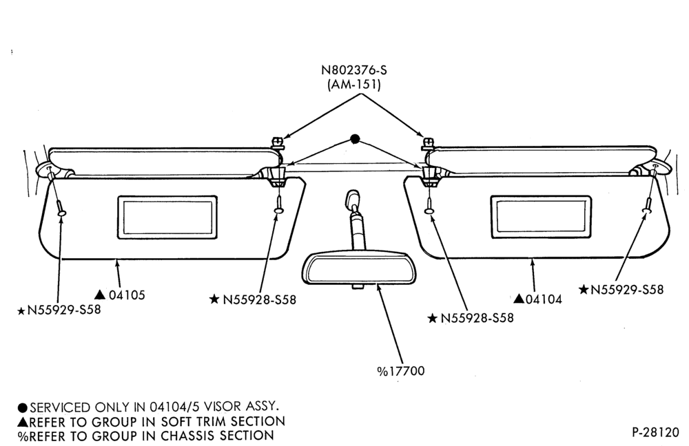 Схема Консоль, DASH, WINDSHIELD-Rear view mirror & sun visor - illuminated-U150