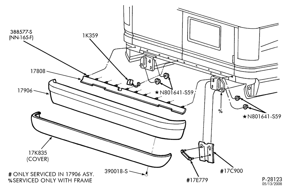 Схема BUMPERS-Rear bumper parts - without step-E150/450