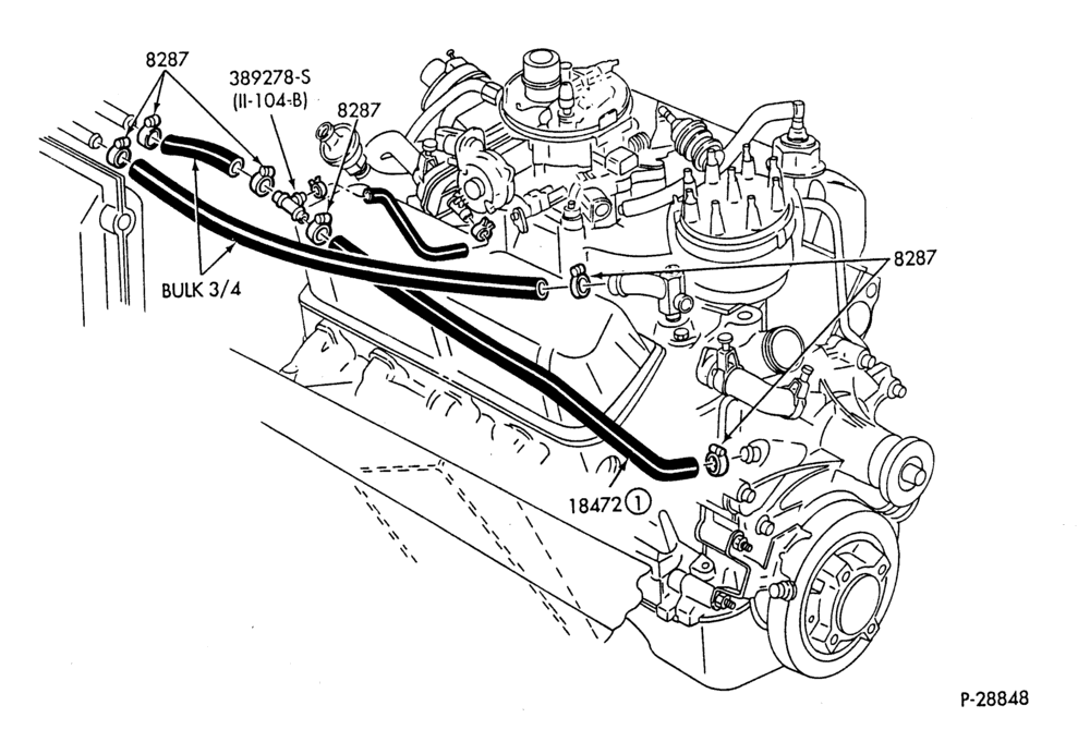 Схема HEATER HOSES & TUBES-8 cyl. - 5.0L & 5.8L - w/EEC-D