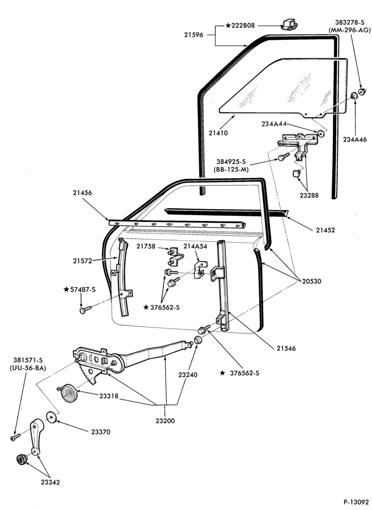 Схема BODY SIDES AND QUARTER-Window parts (front door)