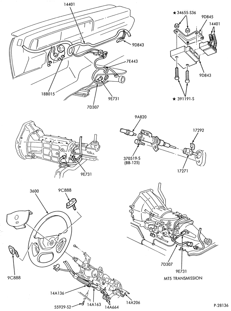 Схема 8 CYL. 4.6L-Speed control and related parts - Production installation - passenger compartment