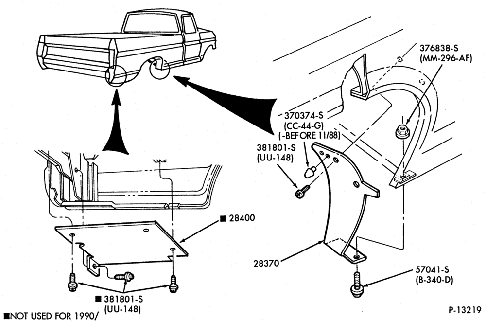 Схема LIFT/TAILGATE, BACK-OF-CAB, BACK WINDOW-Splash shield - rear quarter-U150