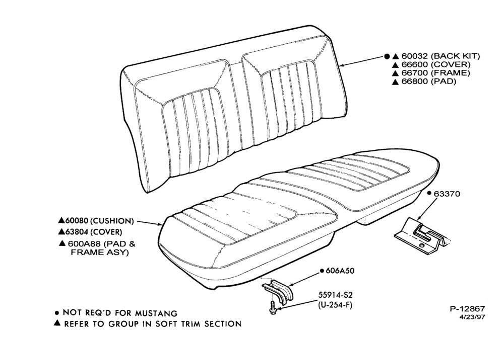 Схема SEATS AND SEAT BELTS-Rear seat - stationary