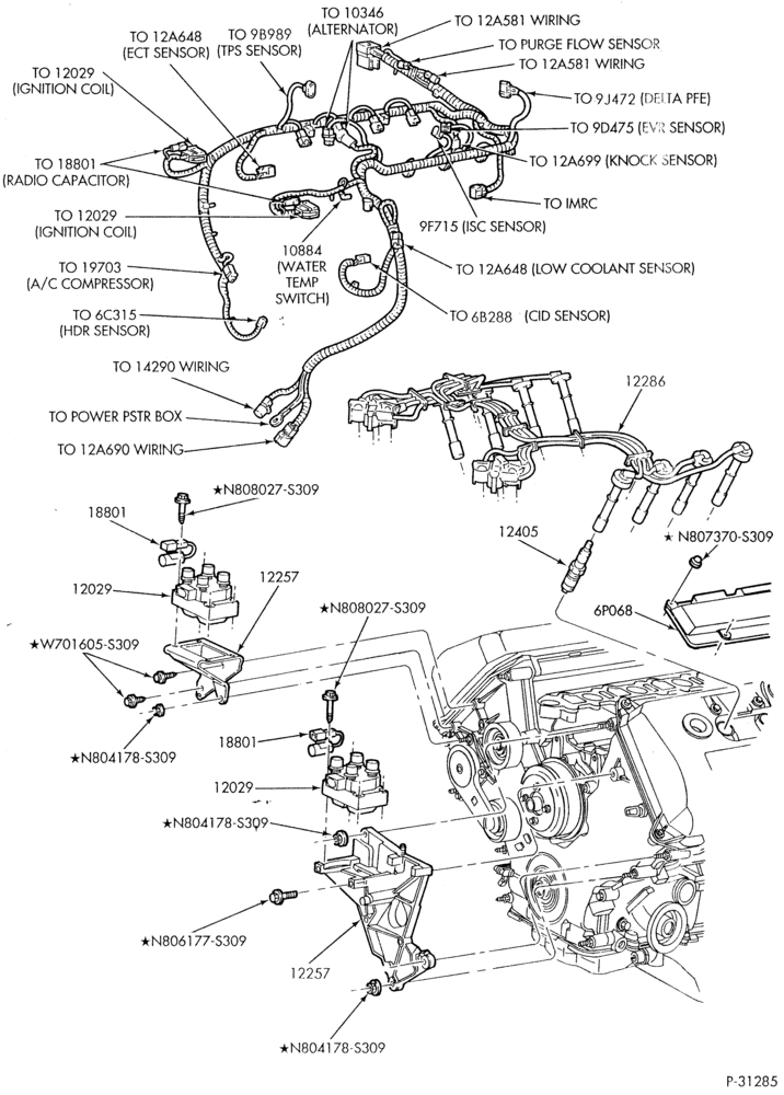 Схема Генератор, щиток приборов, АКБ — Провода зажигания — 8-цил. 4,6 л - DOHC — лист A