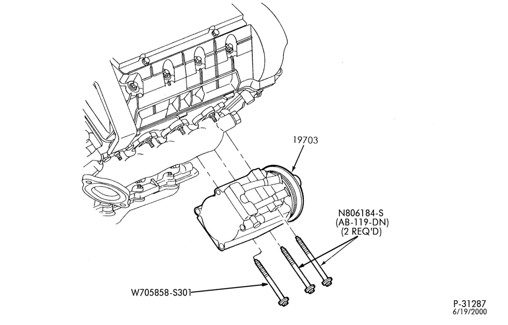 Схема AIR CONDITIONER-Compressor installation - integral - 8 cyl. 4.6L