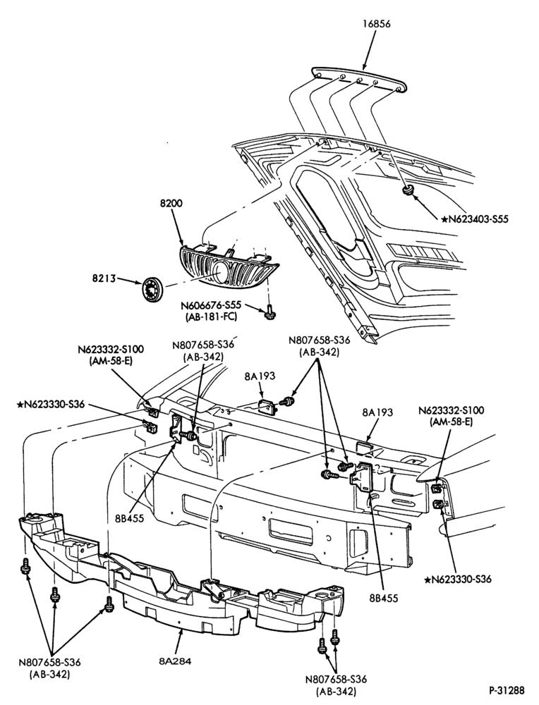 Схема Радиатор, GRILL AND COOLING-Radiator grille & related parts - Cougar