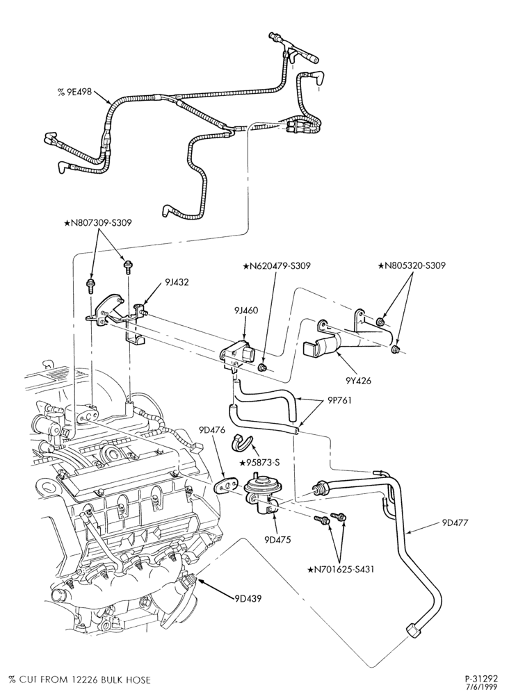 Схема 8 CYL. 4.6L-Emission system - exhaust gas - recirculation (E.G.R.) - DOHC