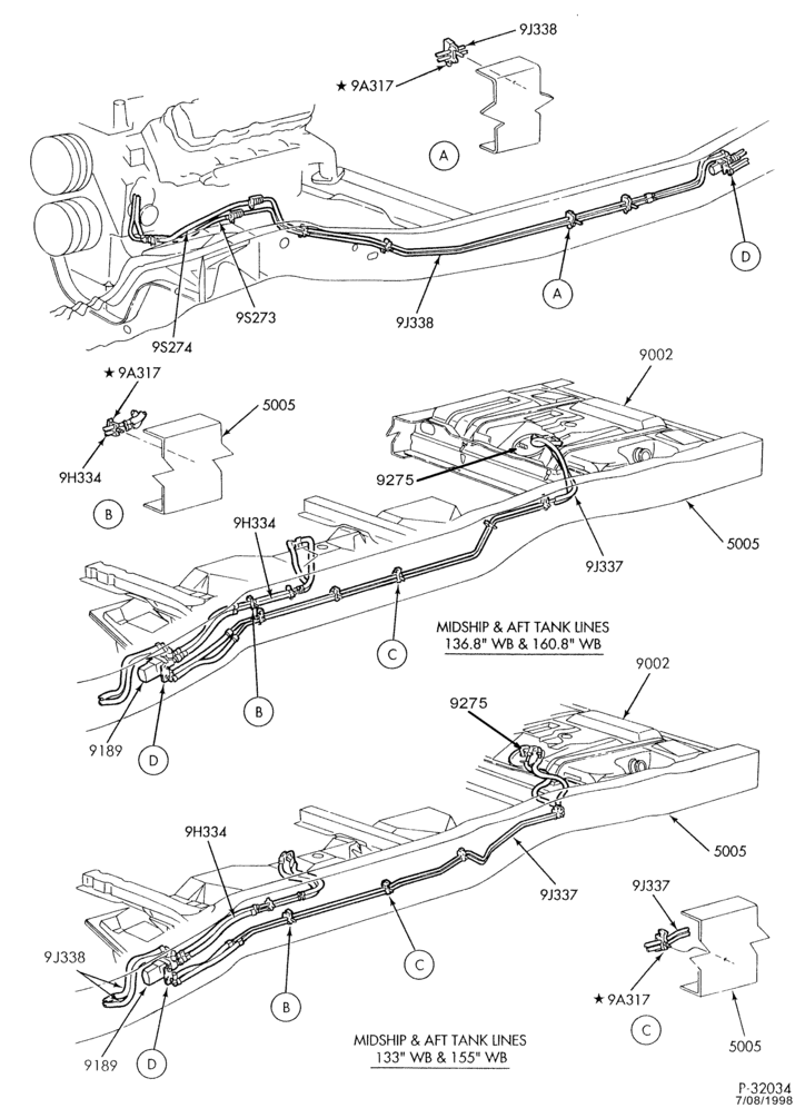 Схема 8 CYL. 7.3L - DIESEL-Fuel system & related parts - lines - dual tank - Page A