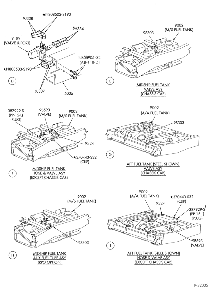 Схема 8 CYL. 7.3L - DIESEL-Fuel lines & related parts - dual tank - Page B