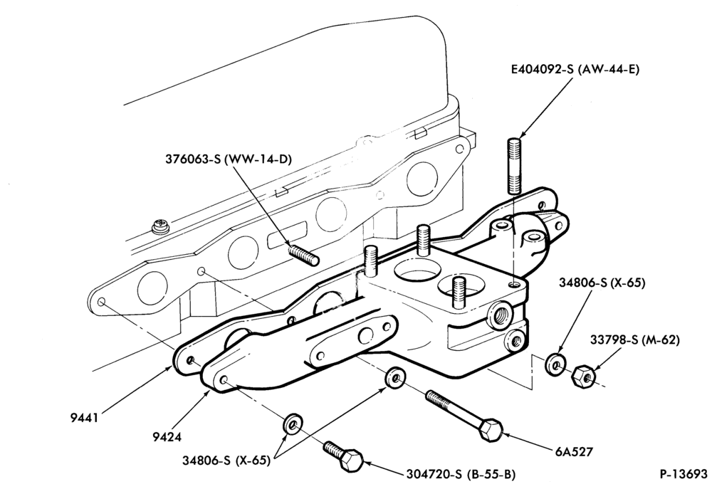 Схема 4 CYL. 1.6L (98 C.I.D.)-Manifold installation- intake manifold