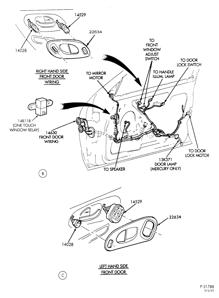 Схема ELECTRICAL SYSTEMS-Power windows, door locks, wiring & related parts - Page B