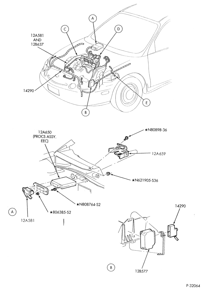 Схема 8 CYL. 3.4L - SHO - E (TAURUS)-Powertrain control module (P.C.M.) - Page A