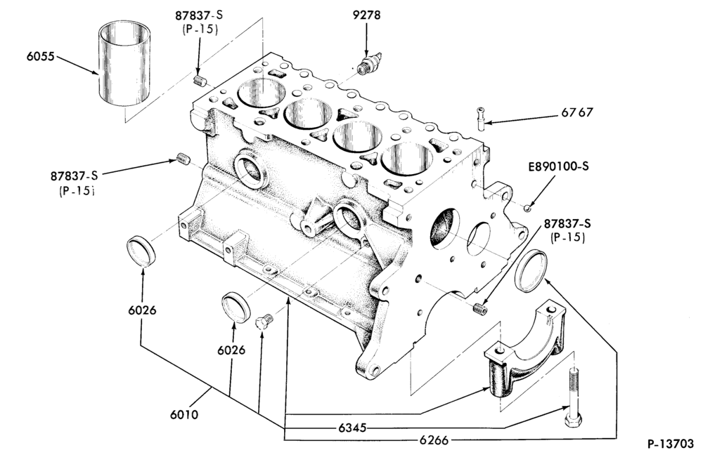 Схема 4 CYL. 1.6L (98 C.I.D.)-Cylinder block plugs