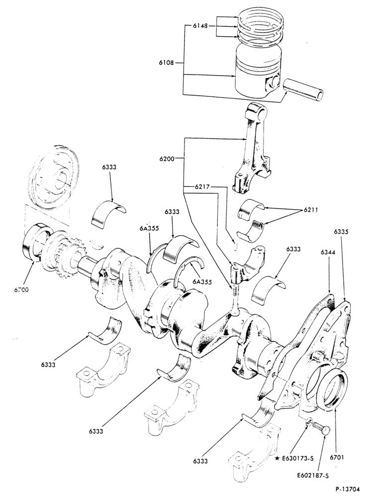Схема 4 CYL. 1.6L (98 C.I.D.)-Piston, crankcase and related parts
