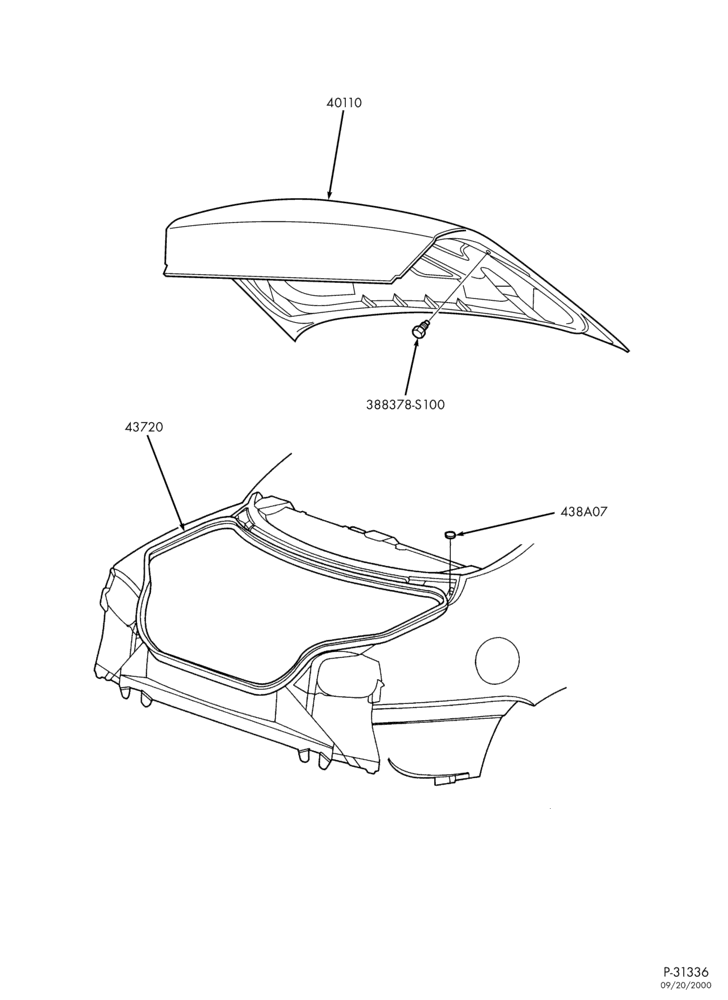 Схема ROOF-Luggage compartment door weatherstrip & bumper - B/T 54