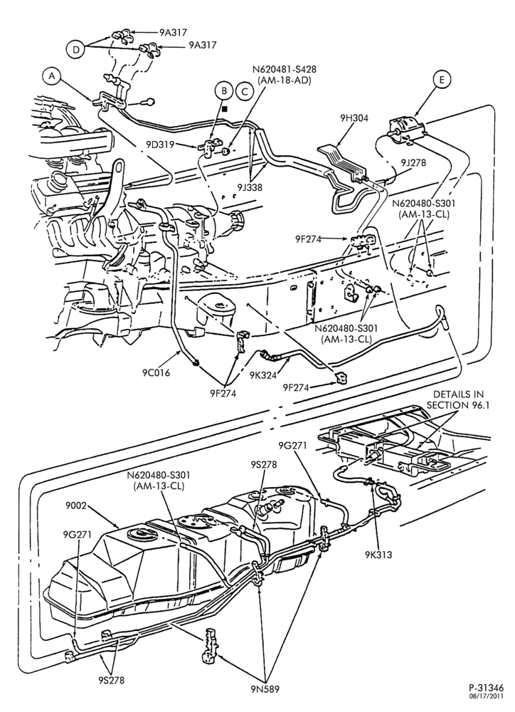Схема 8 CYL. 5.4L-Fuel lines & related parts - F150 (exc. 7700) - Page A